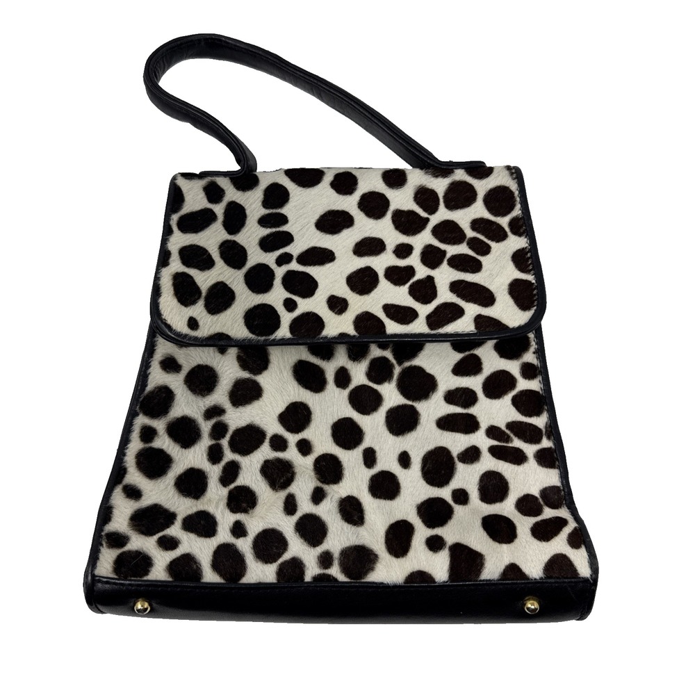 Carlos Falchi Calf Hair Handbag Leather No Shoulder Strap